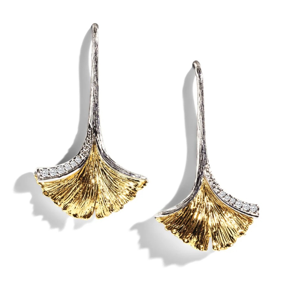 MICHAEL ARAM Butterfly Ginkgo Leaf Drop Earrings with Diamonds